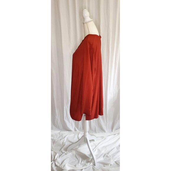 Eileen Fisher Burgundy Silk Button Up Long Sleeve Blouse 2X Office Career Formal - Picture 6 of 16